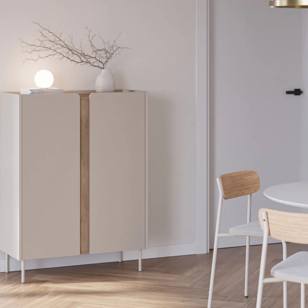 BOXY Buffet 2 portes en bois et métal H120cm