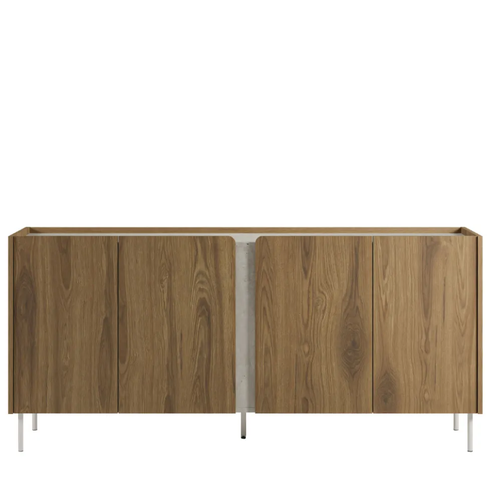 BOXY Buffet 4 portes en bois et effet travertin L180cm