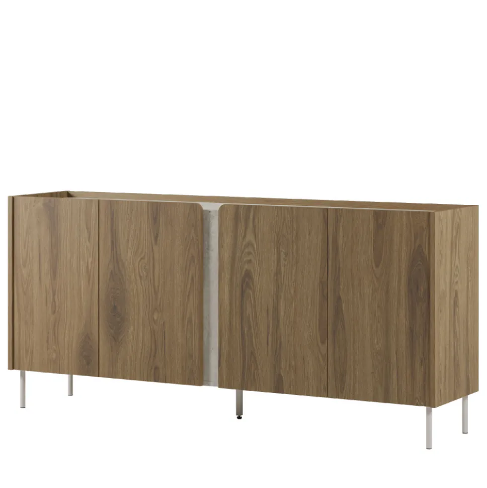 BOXY Buffet 4 portes en bois et effet travertin L180cm