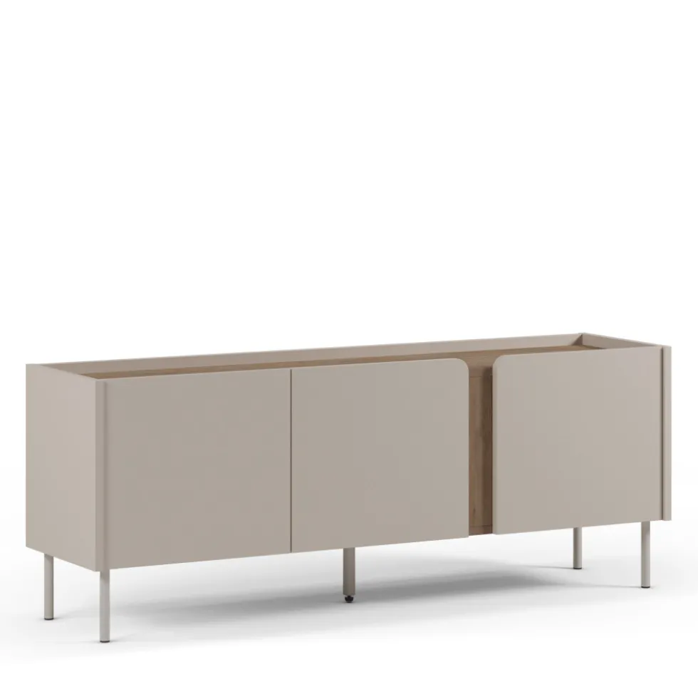 BOXY Meuble TV 3 portes en bois et métal L140cm