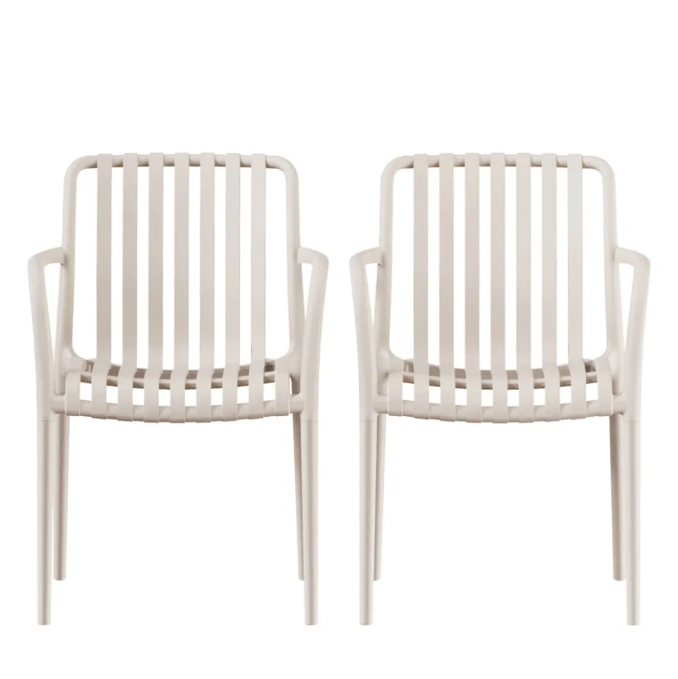 BRANO Lot de 2 fauteuils de jardin en résine