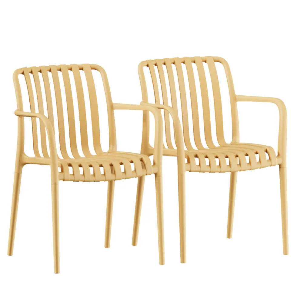 BRANO Lot de 2 fauteuils de jardin en résine