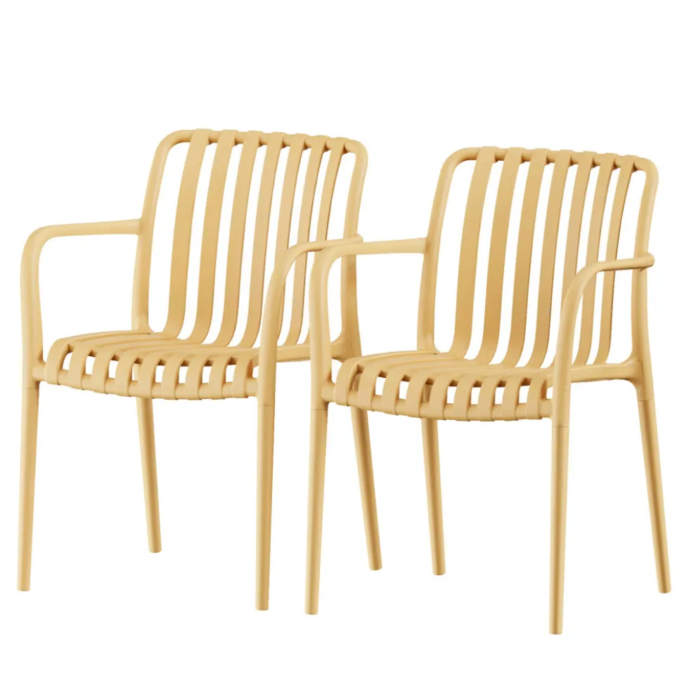 BRANO Lot de 2 fauteuils de jardin en résine