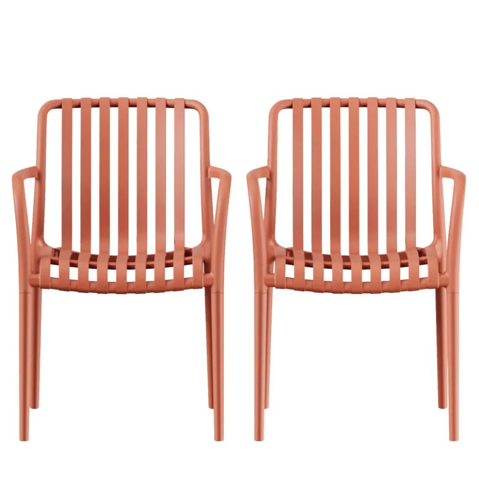 BRANO Lot de 2 fauteuils de jardin en résine