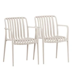 BRANO Lot de 2 fauteuils de jardin en résine