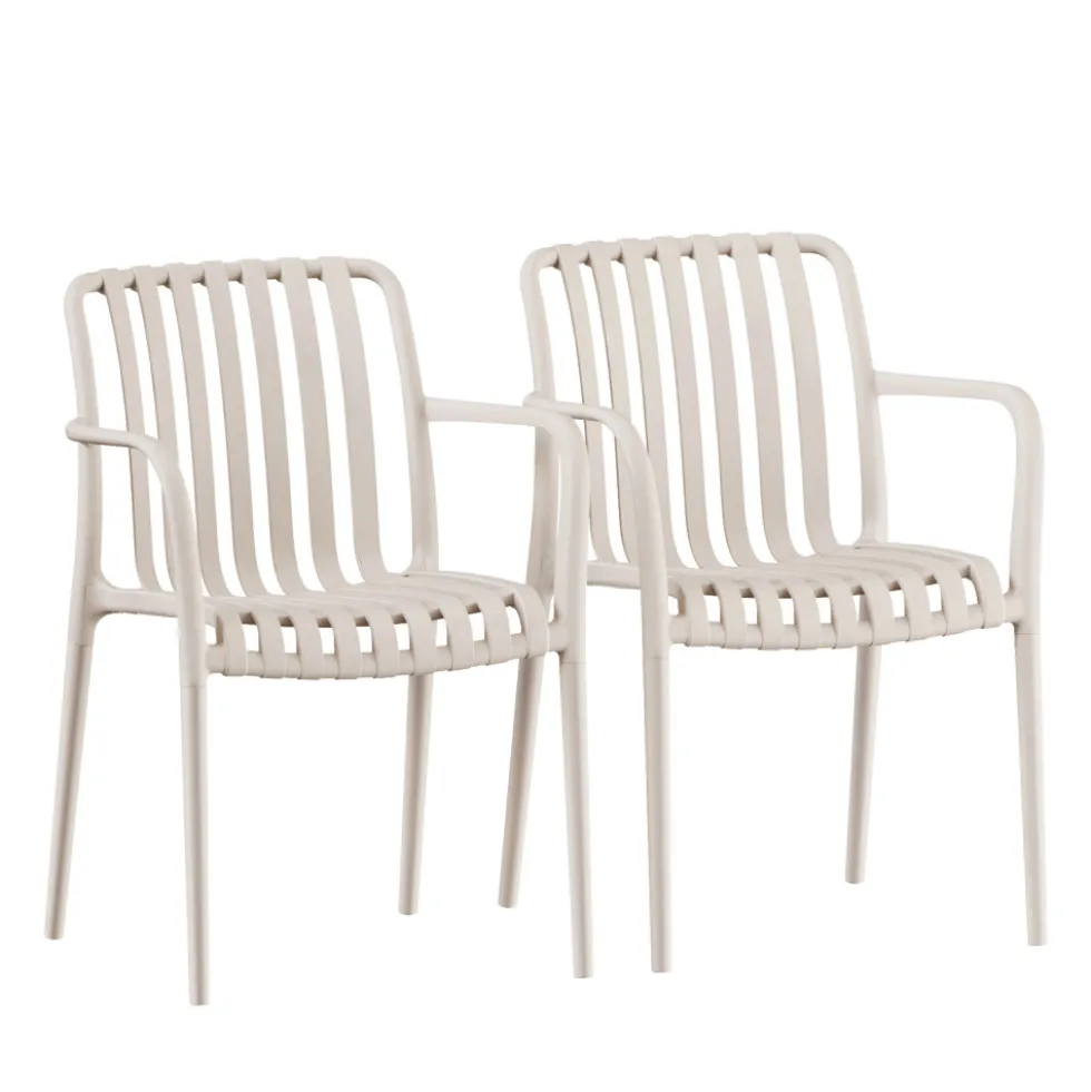 BRANO Lot de 2 fauteuils de jardin en résine
