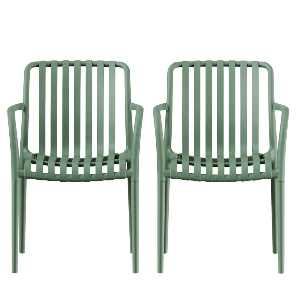 BRANO Lot de 2 fauteuils de jardin en résine