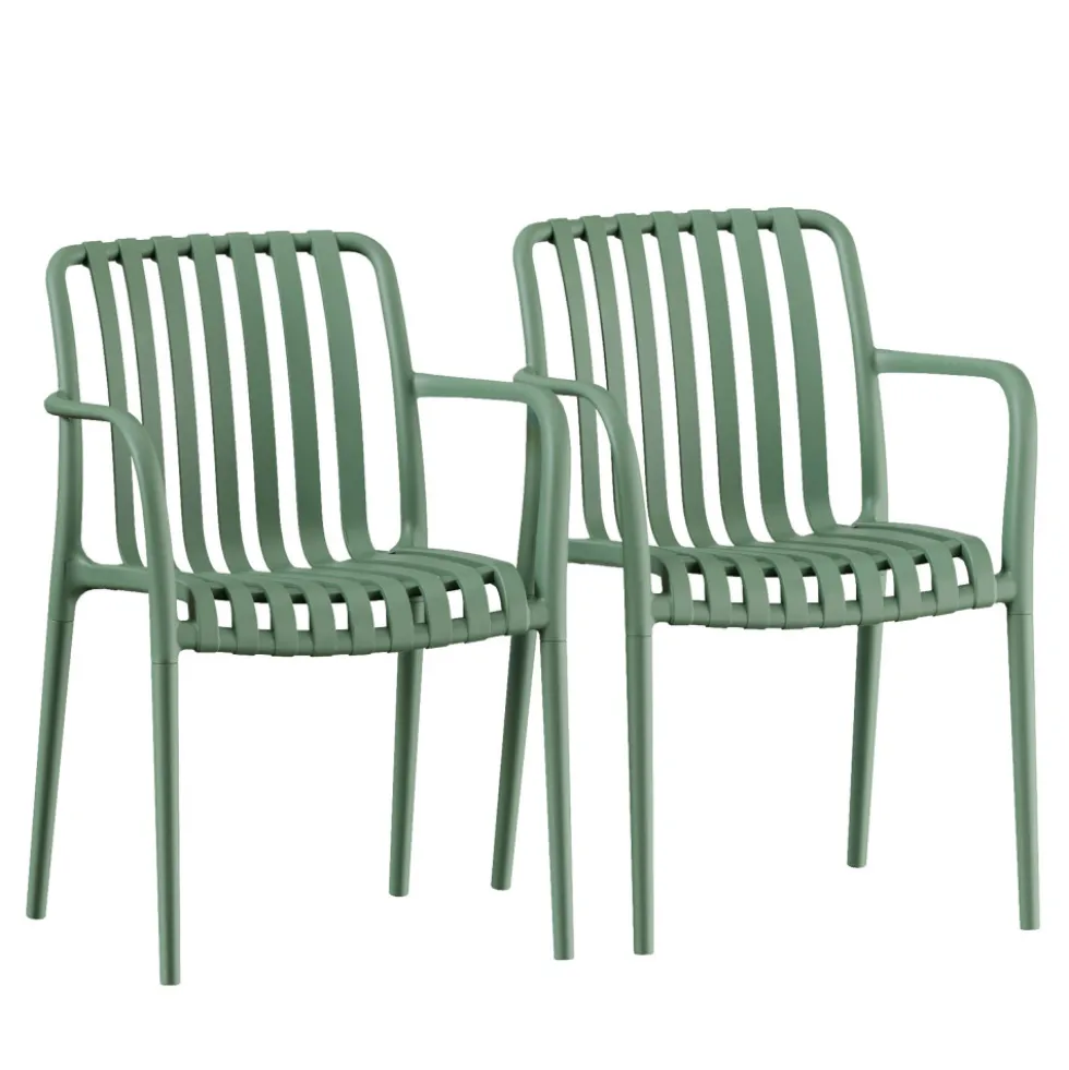BRANO Lot de 2 fauteuils de jardin en résine
