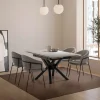 BRELYN Table à manger extensible 6 à 8 personnes en céramique et métal 90-150x150cm