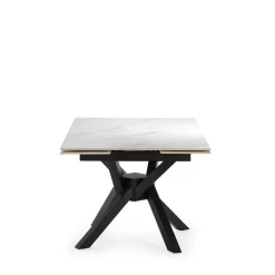 BRELYN Table à manger extensible 6 à 8 personnes en céramique et métal 90-150x150cm