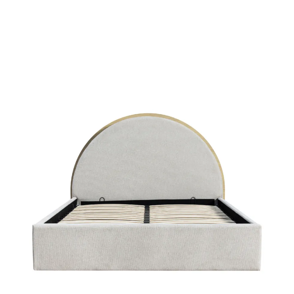 BRIE Lit coffre en tissu avec rangements intégrés 140x190cm