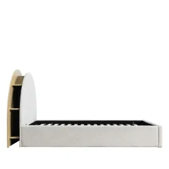 BRIE Lit coffre en tissu avec rangements intégrés 140x190cm