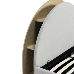 BRIE Lit coffre en tissu avec rangements intégrés 140x190cm