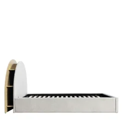 BRIE Lit coffre en tissu avec rangements intégrés 160x200cm