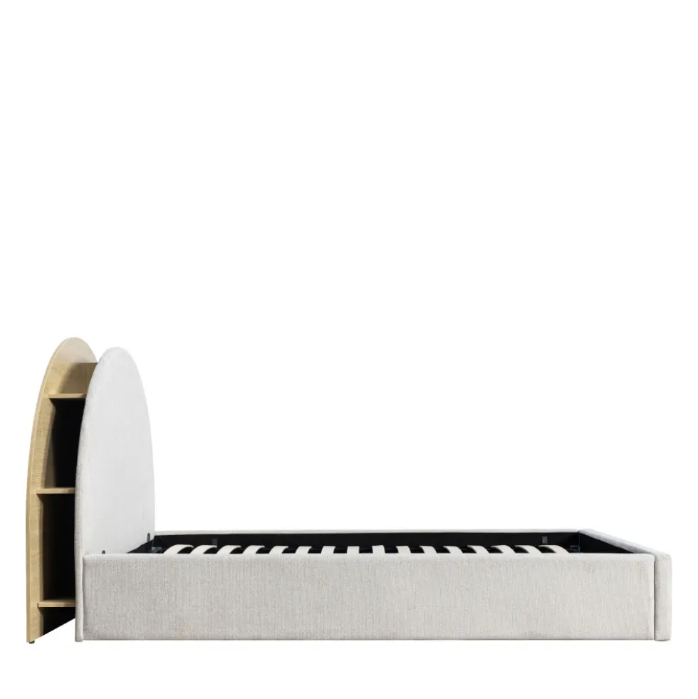 BRIE Lit coffre en tissu avec rangements intégrés 160x200cm