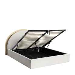 BRIE Lit coffre en tissu avec rangements intégrés 160x200cm