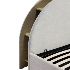 BRIE Lit coffre en tissu avec rangements intégrés 160x200cm