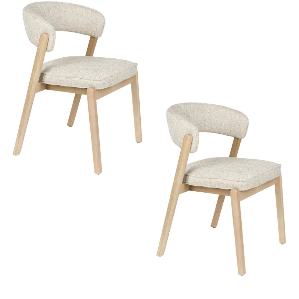 BRIGHT Lot de 2 chaises en tissu et bois
