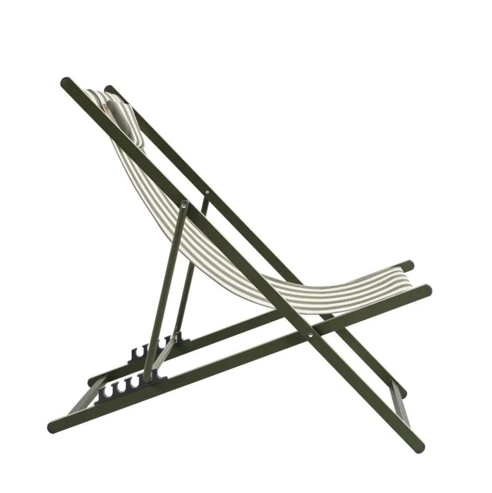 BRISA Lot de 2 chiliennes à rayures et aluminium