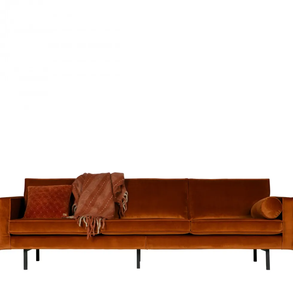 BRONCO Grand canapé 4 places vintage velours