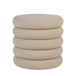 BROOKLYN Pouf coffre rond en tissu bouclette ø44cm