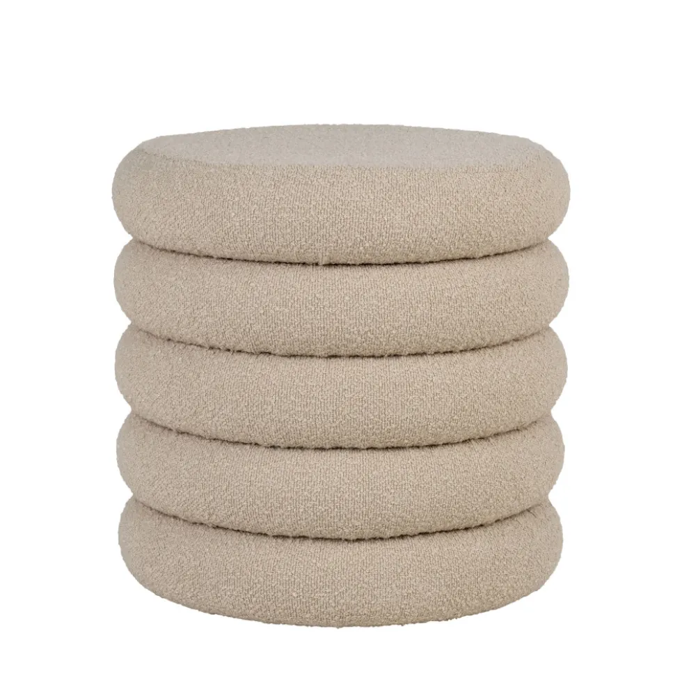 BROOKLYN Pouf coffre rond en tissu bouclette ø44cm