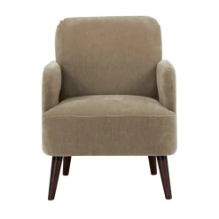 BROOKS Fauteuil rétro en tissu chenille pieds bois foncé