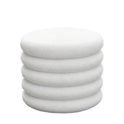 BUBBLE Lot de 2 poufs coffres ronds en tissu bouclette ø47cm