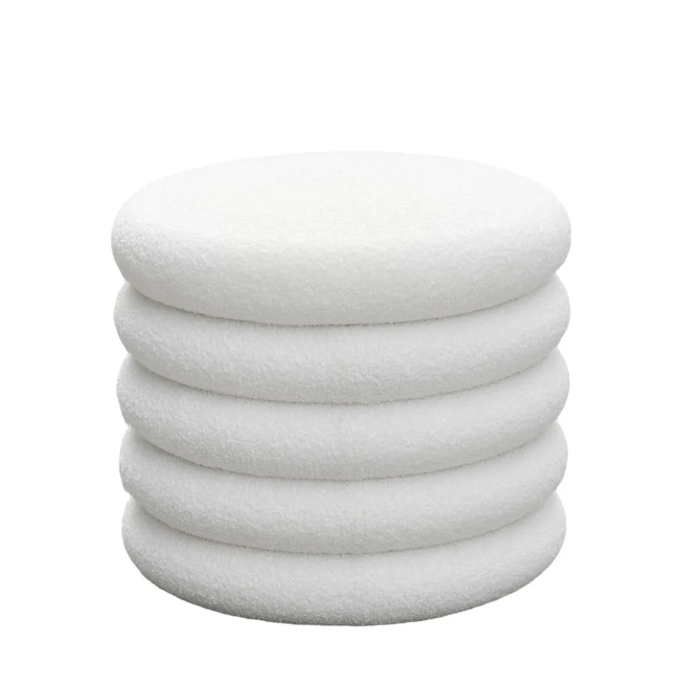 BUBBLE Lot de 2 poufs coffres ronds en tissu bouclette ø47cm