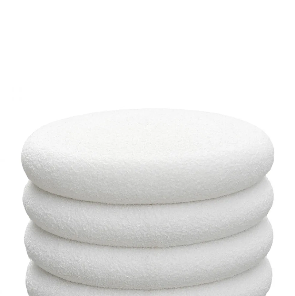 BUBBLE Lot de 2 poufs coffres ronds en tissu bouclette ø47cm