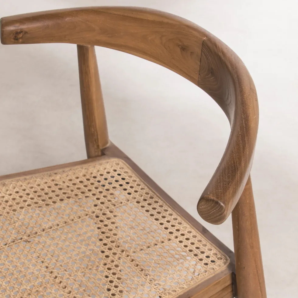 BUNGA Lot de 2 chaises en teck et cannage