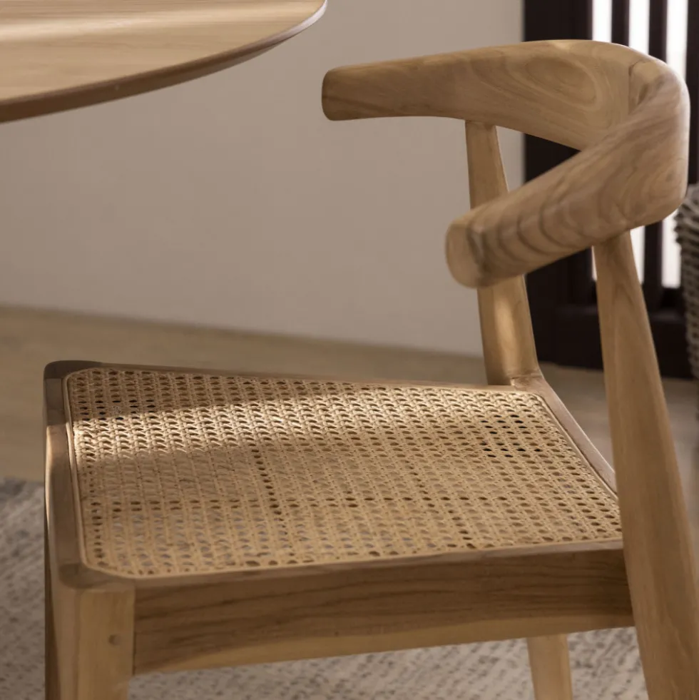 BUNGA Lot de 2 chaises en teck et cannage