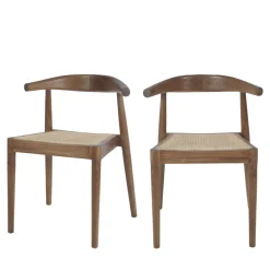 BUNGA Lot de 2 chaises en teck et cannage