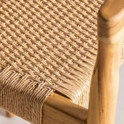 BURI Lot de 2 fauteuils de bar en teck et corde tressé H65cm
