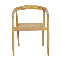 BURI Lot de 2 fauteuils de table en teck et corde tressé
