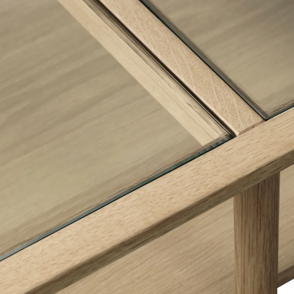 CAHIR Table basse en verre trempé et bois 120x60cm