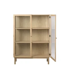 CAHIR Vitrine 2 portes en verre trempé et bois H140cm