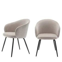CALABRA Lot de 2 fauteuils de table en tissu et métal