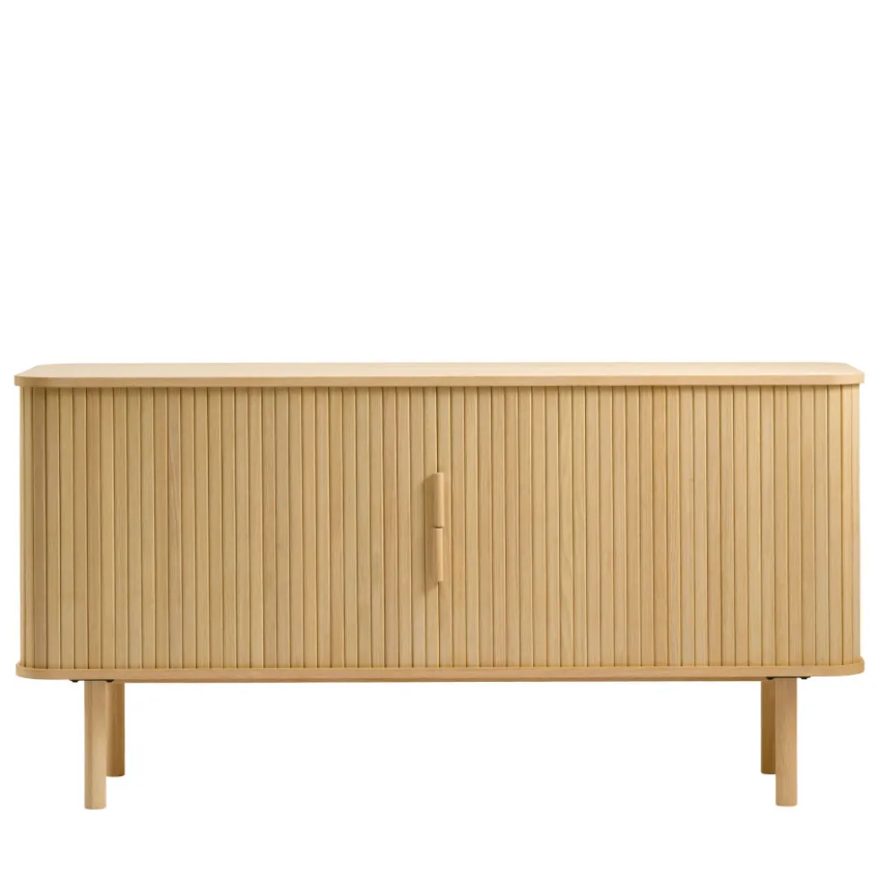 CALLAN Buffet aux portes coulissantes en bois strié L160cm
