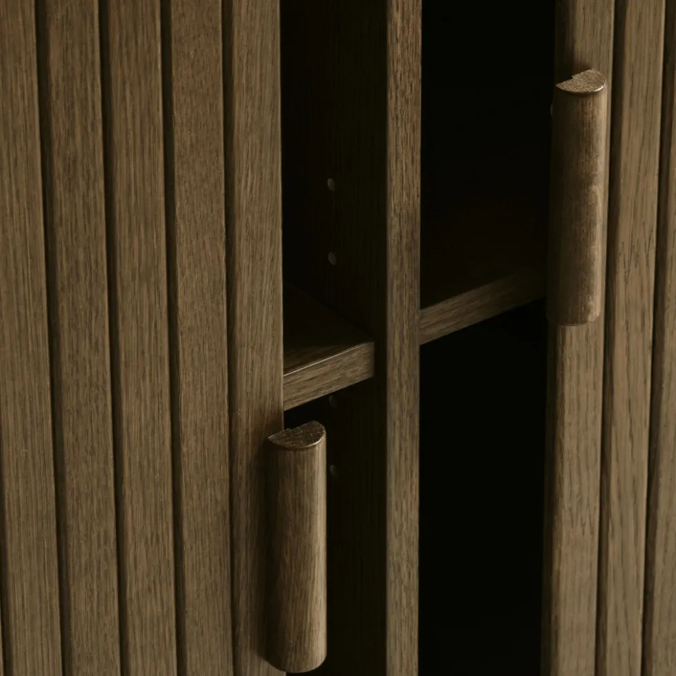 CALLAN Buffet aux portes coulissantes en bois strié L160cm