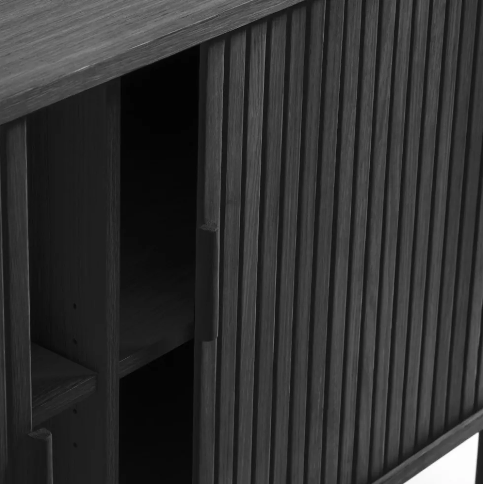 CALLAN Buffet aux portes coulissantes en bois strié L160cm