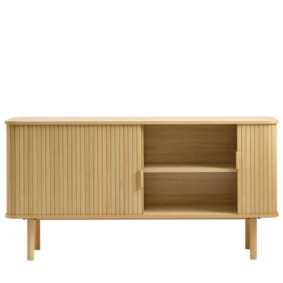 CALLAN Buffet aux portes coulissantes en bois strié L160cm