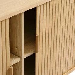 CALLAN Buffet aux portes coulissantes en bois strié L160cm