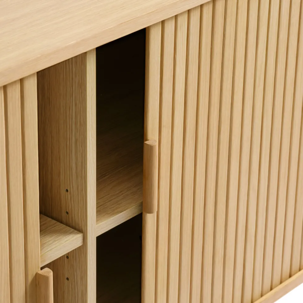 CALLAN Buffet aux portes coulissantes en bois strié L160cm