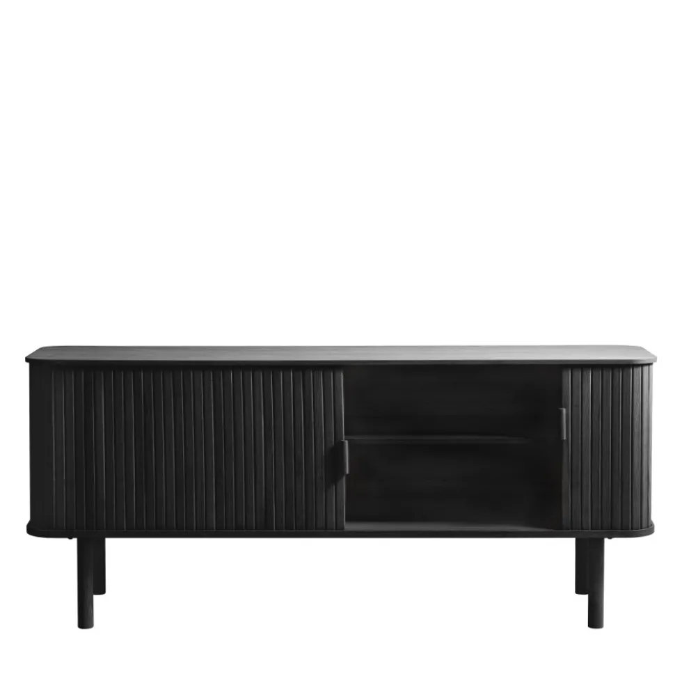 CALLAN Meuble TV aux portes coulissantes en bois strié L160cm