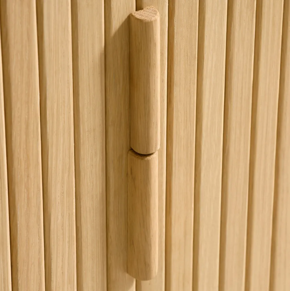 CALLAN Meuble TV aux portes coulissantes en bois strié L160cm