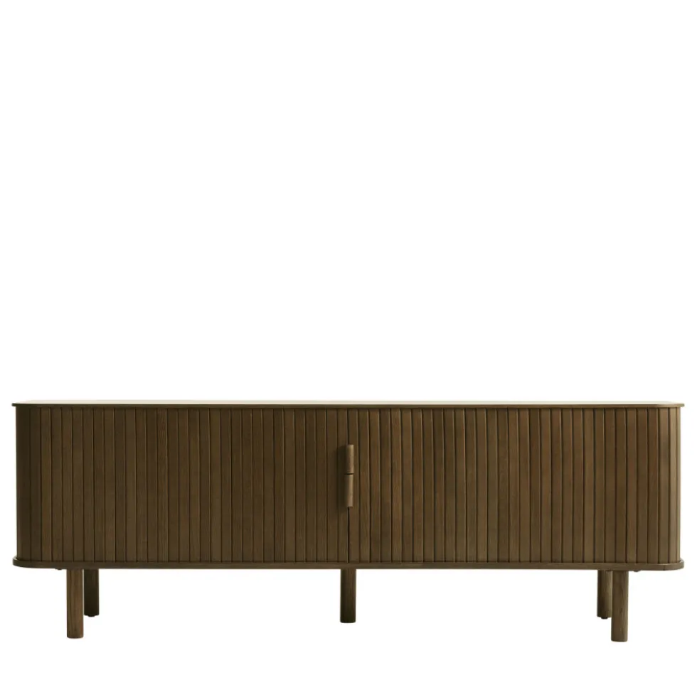 CALLAN Meuble TV aux portes coulissantes en bois strié L160cm