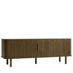 CALLAN Meuble TV aux portes coulissantes en bois strié L160cm