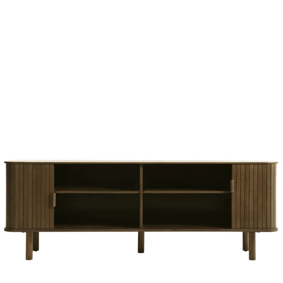 CALLAN Meuble TV aux portes coulissantes en bois strié L160cm