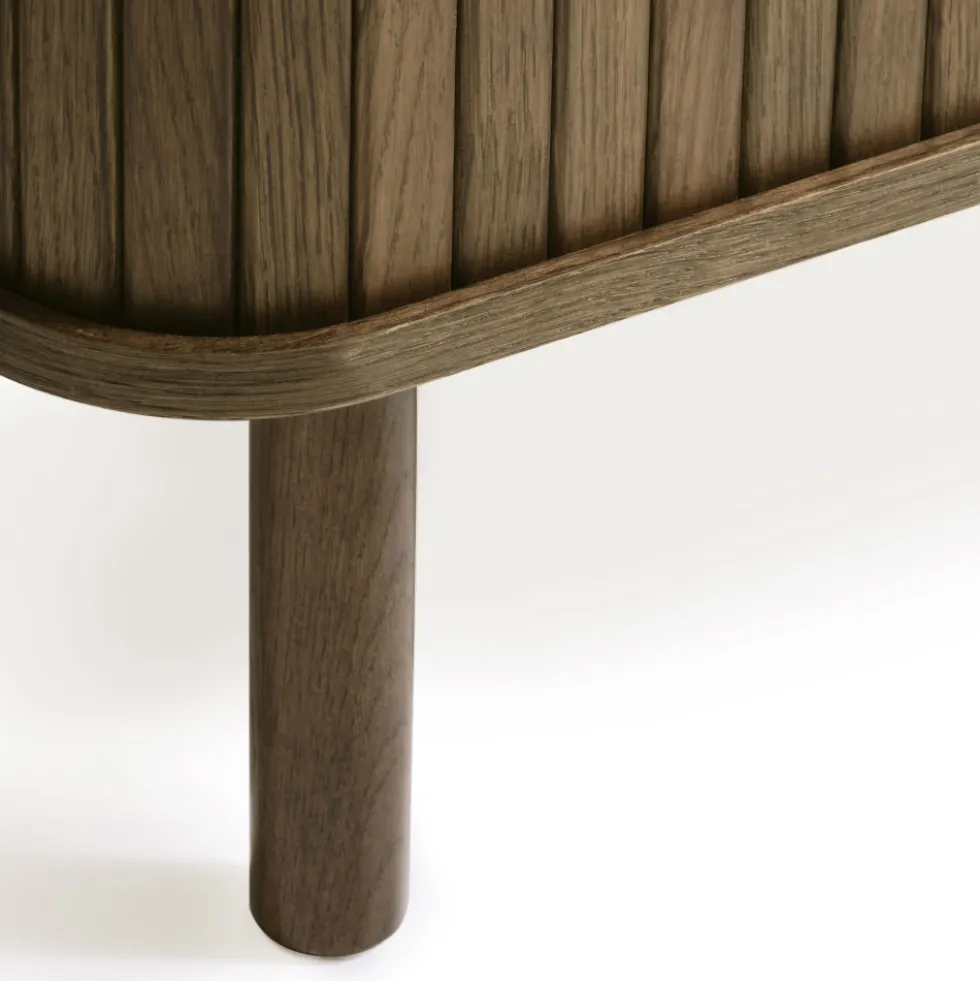 CALLAN Meuble TV aux portes coulissantes en bois strié L160cm